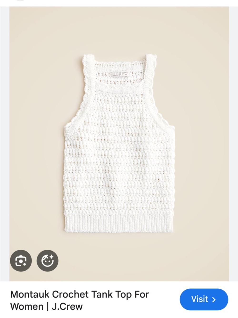 J. Crew Montauk Crochet Tank Top